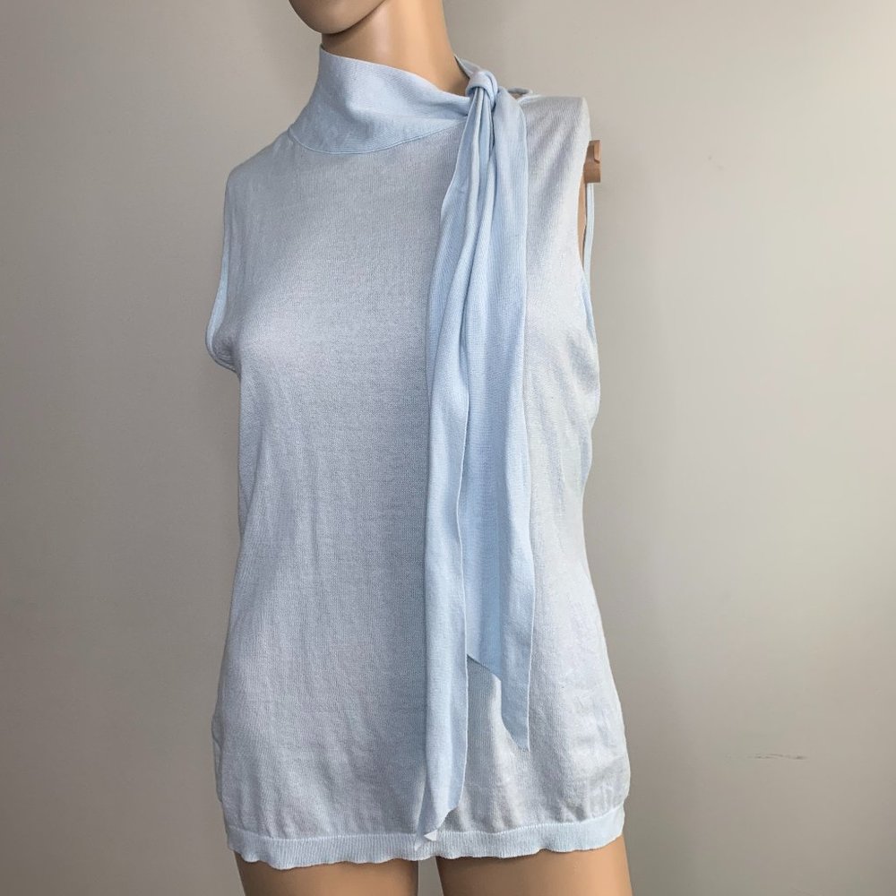 Ann Taylor Factory Baby Blue Sleeveless Necktie Top
